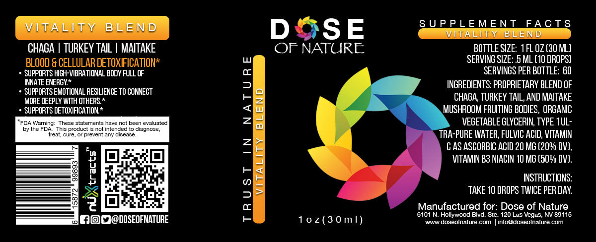 Dose of Nature Vitality Blend - Chaga, Turkey Tail, Maitake Mushrooms